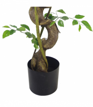 120cm Twisted Trunk Artificial Japanese Fruticosa Style Ficus Tree Copper Planter