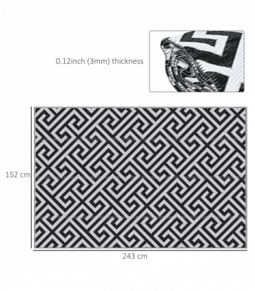 121x182cm Reversible Outdoor Rug Portable Plastic Straw RV  Outsunny