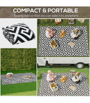 121x182cm Reversible Outdoor Rug Portable Plastic Straw RV  Outsunny