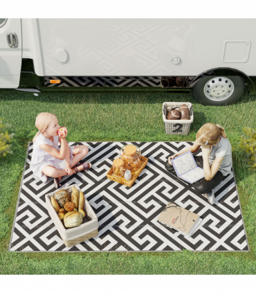 121x182cm Reversible Outdoor Rug Portable Plastic Straw RV  Outsunny