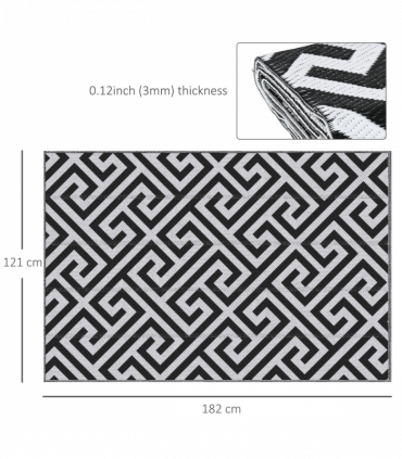 121x182cm Reversible Outdoor Rug Portable Plastic Straw RV  Outsunny