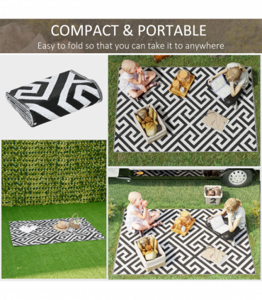 121x182cm Reversible Outdoor Rug Portable Plastic Straw RV  Outsunny