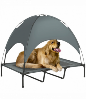 122 cm Elevated Pet Bed Dog Cot Tent with Canopy Instant Shelter Outdoor Grey