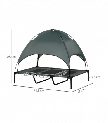 122 cm Elevated Pet Bed Dog Cot Tent with Canopy Instant Shelter Outdoor Grey
