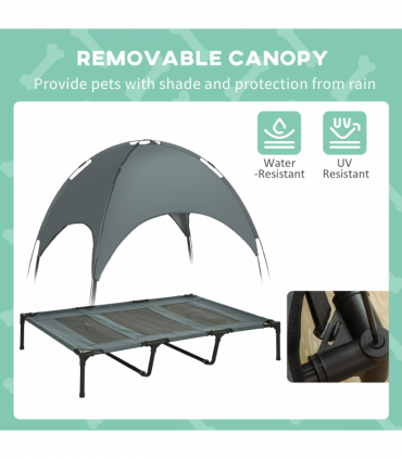 122 cm Elevated Pet Bed Dog Cot Tent with Canopy Instant Shelter Outdoor Grey