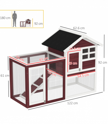 Rabbit Hutch Cage Bunny House Wooden Habitat Pet Small Animal w/ Tray Ramp
