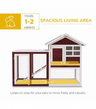 Rabbit Hutch Cage Bunny House Wooden Habitat Pet Small Animal w/ Tray Ramp