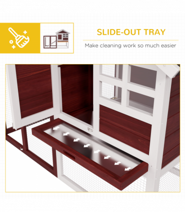 Rabbit Hutch Cage Bunny House Wooden Habitat Pet Small Animal w/ Tray Ramp