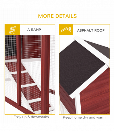 Rabbit Hutch Cage Bunny House Wooden Habitat Pet Small Animal w/ Tray Ramp