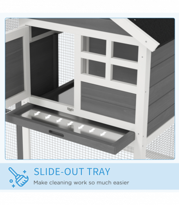 122cm Wooden Rabbit Hutch Bunny Cage Pet House with Tray Ladder Run Pawhut
