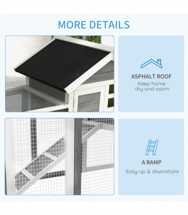 122cm Wooden Rabbit Hutch Bunny Cage Pet House with Tray Ladder Run Pawhut