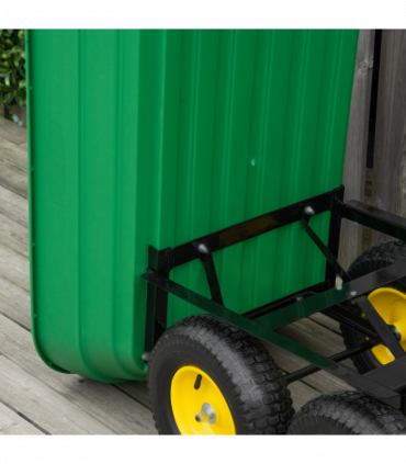 Garden Cart Green 118cm x 58cm x 102cm Powder Coated Steel Heavy-Duty Plastic