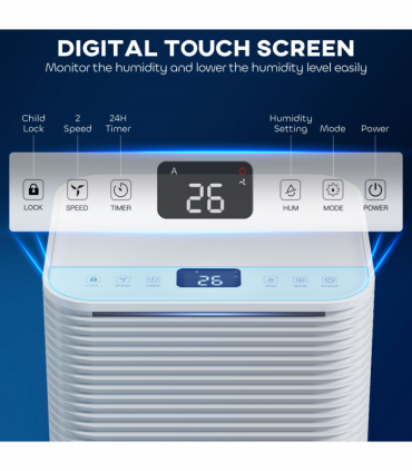 12L/Day 2000ML Portable Quiet Dehumidifier 3 Modes Home,