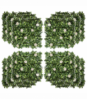 12PCS Artificial Boxwood Panel Faux Rhododendron Greenery Backdrop 50x50cm