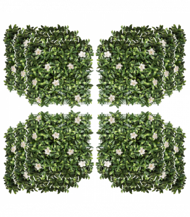 12PCS Artificial Boxwood Panel Faux Rhododendron Greenery Backdrop 50x50cm