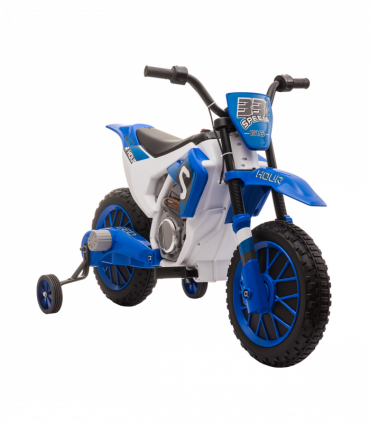 Kids Electric Motorbike Ride-On Motorcycle Training Wheels - Blue 12V 3-5 Years