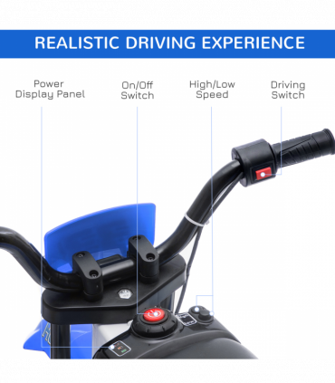 Kids Electric Motorbike Ride-On Motorcycle Training Wheels - Blue 12V 3-5 Years