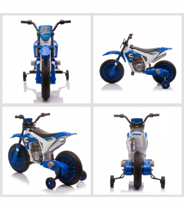 Kids Electric Motorbike Ride-On Motorcycle Training Wheels - Blue 12V 3-5 Years