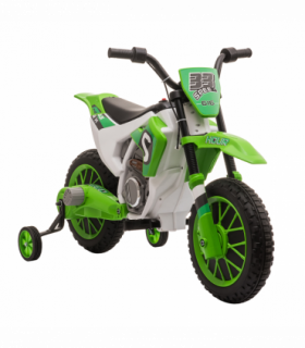 Kids Electric Motorbike 12V Ride-On Motorcycle Training Wheels - Green 3-5 years