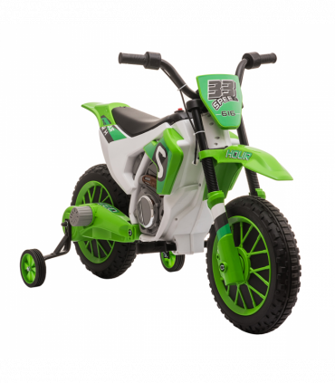 Kids Electric Motorbike 12V Ride-On Motorcycle Training Wheels - Green 3-5 years