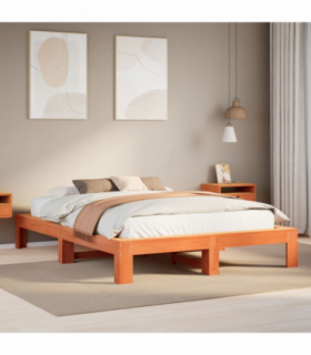 vidaXL Bed Frame without Mattress Wax Brown 140x190 cm Solid Wood Pine