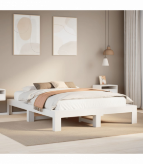 vidaXL Bed Frame without Mattress White 150x200 cm King Size Solid Wood Pine