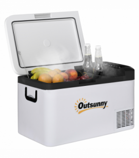 12V Portable Car Refrigerator w/ Inner LED Light Indoor Outdoor, 25L Outsunny
