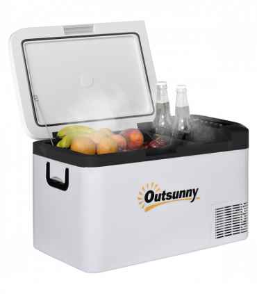 12V Portable Car Refrigerator w/ Inner LED Light Indoor Outdoor, 25L Outsunny