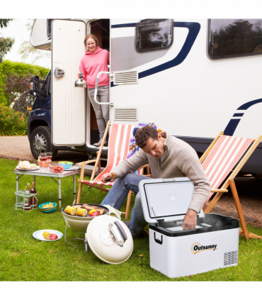 12V Portable Car Refrigerator w/ Inner LED Light Indoor Outdoor, 25L Outsunny