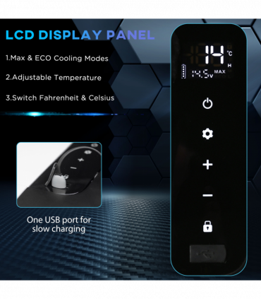 12V Portable Car Refrigerator w/ Inner LED Light Indoor Outdoor, 25L Outsunny