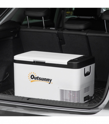12V Portable Car Refrigerator w/ Inner LED Light Indoor Outdoor, 25L Outsunny