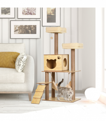 130cm Cat Tree for Indoor Cats, Multi-Level Plush Cat Tower