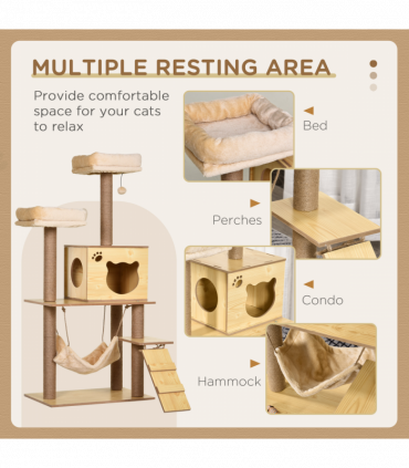 130cm Cat Tree for Indoor Cats, Multi-Level Plush Cat Tower