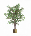 130cm LARGE Realistic White Edge Ficus Artificial Plant Tree Gold Metal Planter