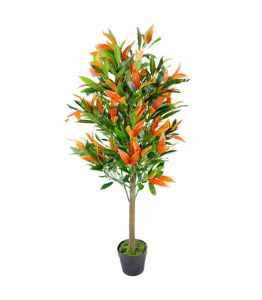 130cm Leaf Realistic Red Robin Artificial Ficus Tree Photinia Red Green