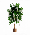 130cm Luxury Artificial Wisteria Tree White Flowers - Premium Range Copper Metal Planter