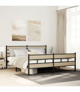 vidaXL Metal Bed Frame without Mattress Sonoma Oak 200x200 cm