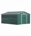 13ft x 11ft Outdoor Roofed Metal Storage Shed Foundation Vent & Doors Green