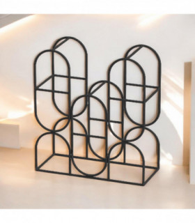 14" CAST IRON BLACK 8 BOTTLE WINE RACK