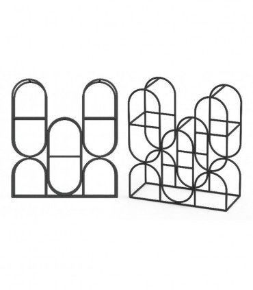 14" CAST IRON BLACK 8 BOTTLE WINE RACK