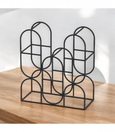 14" CAST IRON BLACK 8 BOTTLE WINE RACK