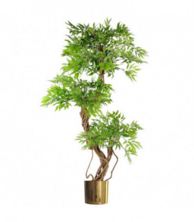 140cm Leaf Realistic Artificial Japanese Fruticosa Ficus Tree, Green Gold
