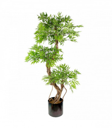 140cm Leaf Realistic Artificial Japanese Fruticosa Ficus Tree, Green Rainbow