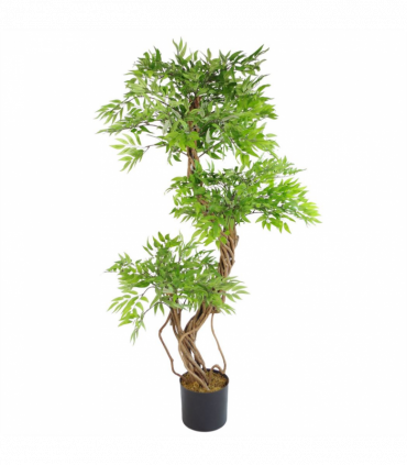 140cm Realistic Artificial Japanese Fruticosa Tree Ficus Tree Gold Metal Brushed Brass Planter