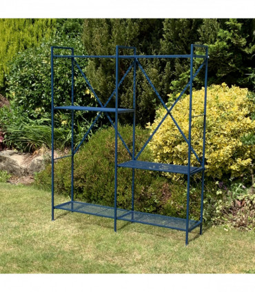 Shelf Unit Blue Painted Metal 141CM Easy to Assemble Plant Stand Durable