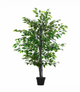 145cm Artificial Banyan Plant Faux Decorative Tree Cement Pot Outsunny