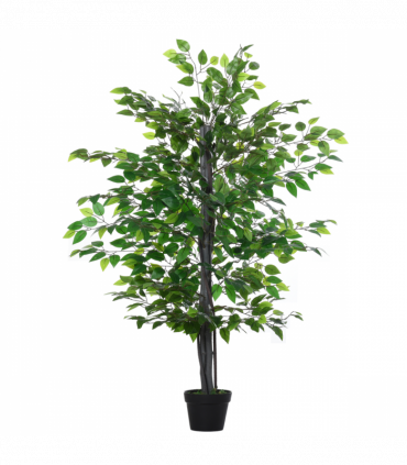 145cm Artificial Banyan Plant Faux Decorative Tree Cement Pot Outsunny