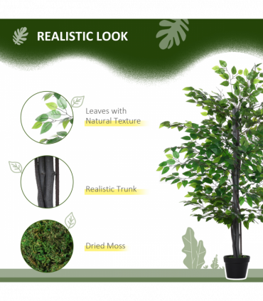 145cm Artificial Banyan Plant Faux Decorative Tree Cement Pot Outsunny