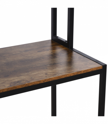 149x140x125cm Industrial L-Shaped Desk w Shelf - Brown & Black