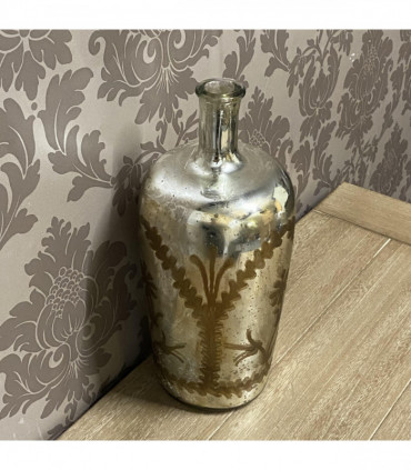 15" ANTIQUE SILVER GLASS DECORATIVE VASE